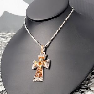 BRIGHTON RETIRED CRYSTAL VOYAGE CROSS NECKLACE REVERSIBLE NWOT